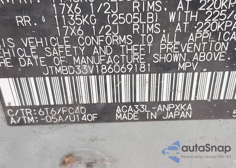 2008 Toyota Rav4 from USA, damaged, VIN JTMBD33V186069181